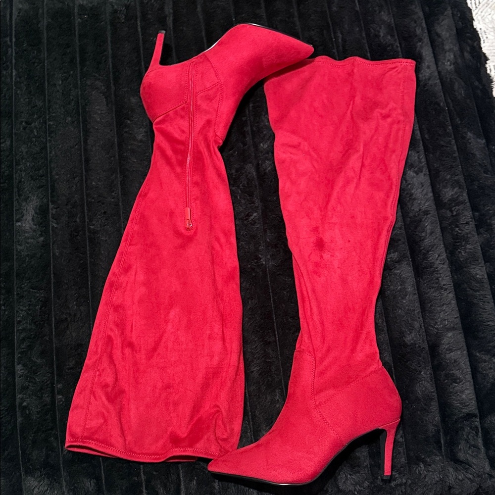 Chic Scarlet Over-the-Knee Boots Wide Width Wide Calf